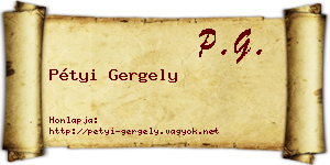 Pétyi Gergely névjegykártya