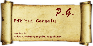 Pétyi Gergely névjegykártya